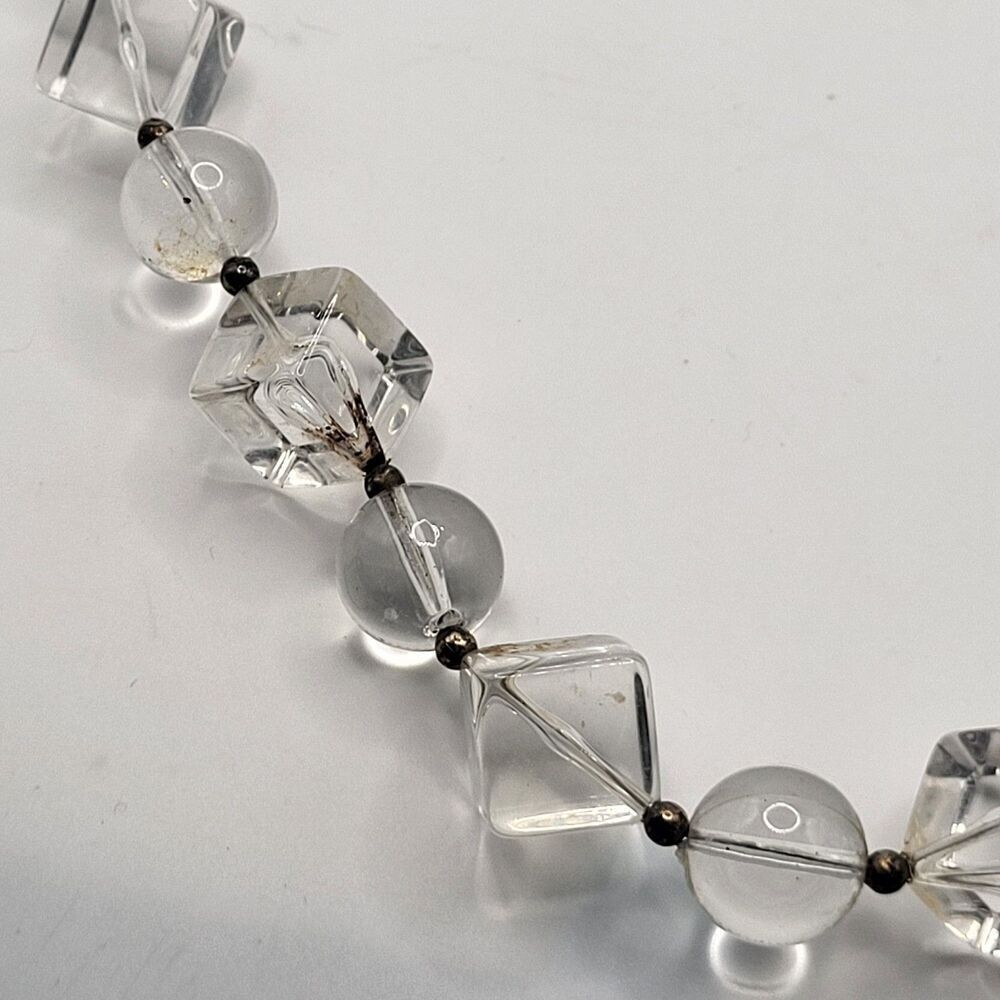 Vintage Chunky Clear Acrylic Long Strand Necklace 28in